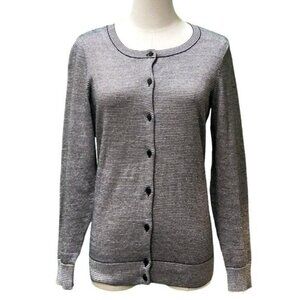 Talbots Long Sleeve Black Skinny Striped Cotton Blend Cardigan Sweater Size S/P